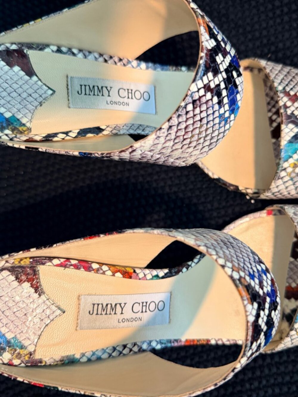 Jimmy Choo Multicolor Python Sandals 40.5 - Picture 6 of 7